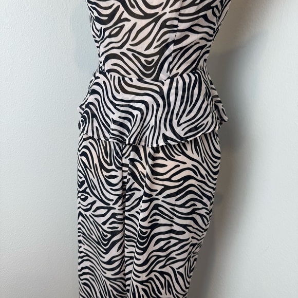 Victoria’s Secret SET Y2K Zebra Print Ruffle Pajama Set Sheer Lounge Pants top S - Picture 6 of 10